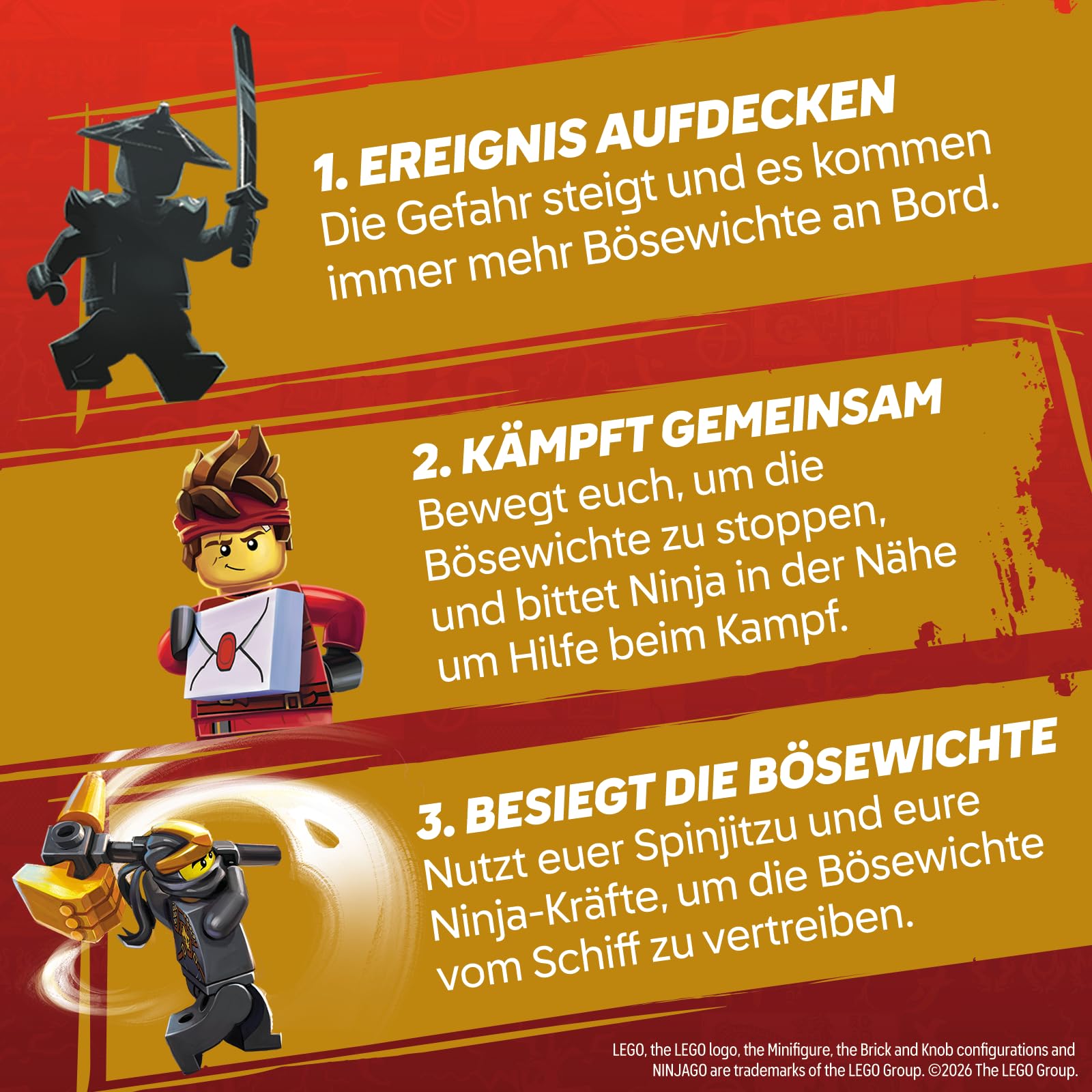 Asmodee LEGO® Ninjago: Destiny's Bounty Adventures! Oficjalna gra planszowa LEGO Ninjago, kooperacyjna gra przygodowa dla całej rodziny, 30 minut, dla 2-4 graczy, od 8 lat, niemiecki