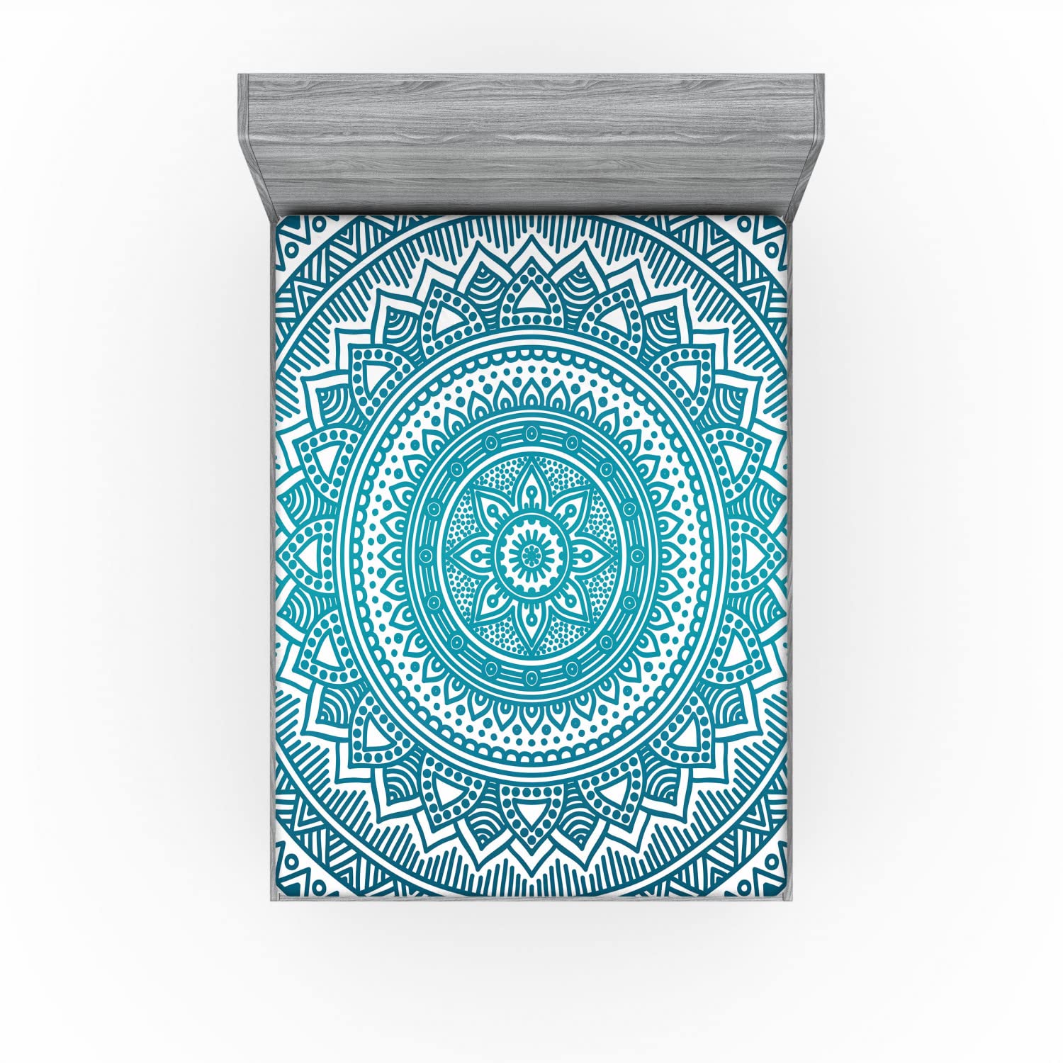 Ambesonne Ethnic 2 Pack Fitted Sheet, Starry Flowers, Bed Cover All-Round Elastic Deep Pockets 2 Pieces, Package Contains 2 California King Fitted Sheets, Dark Turquoise