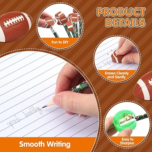 Miniatura 5 de Aoriher Juego de 150 artículos de papelería para fiestas deportivas, baloncesto, fútbol, béisbol, escuela, cuaderno, borrador, bolsa de papelería,