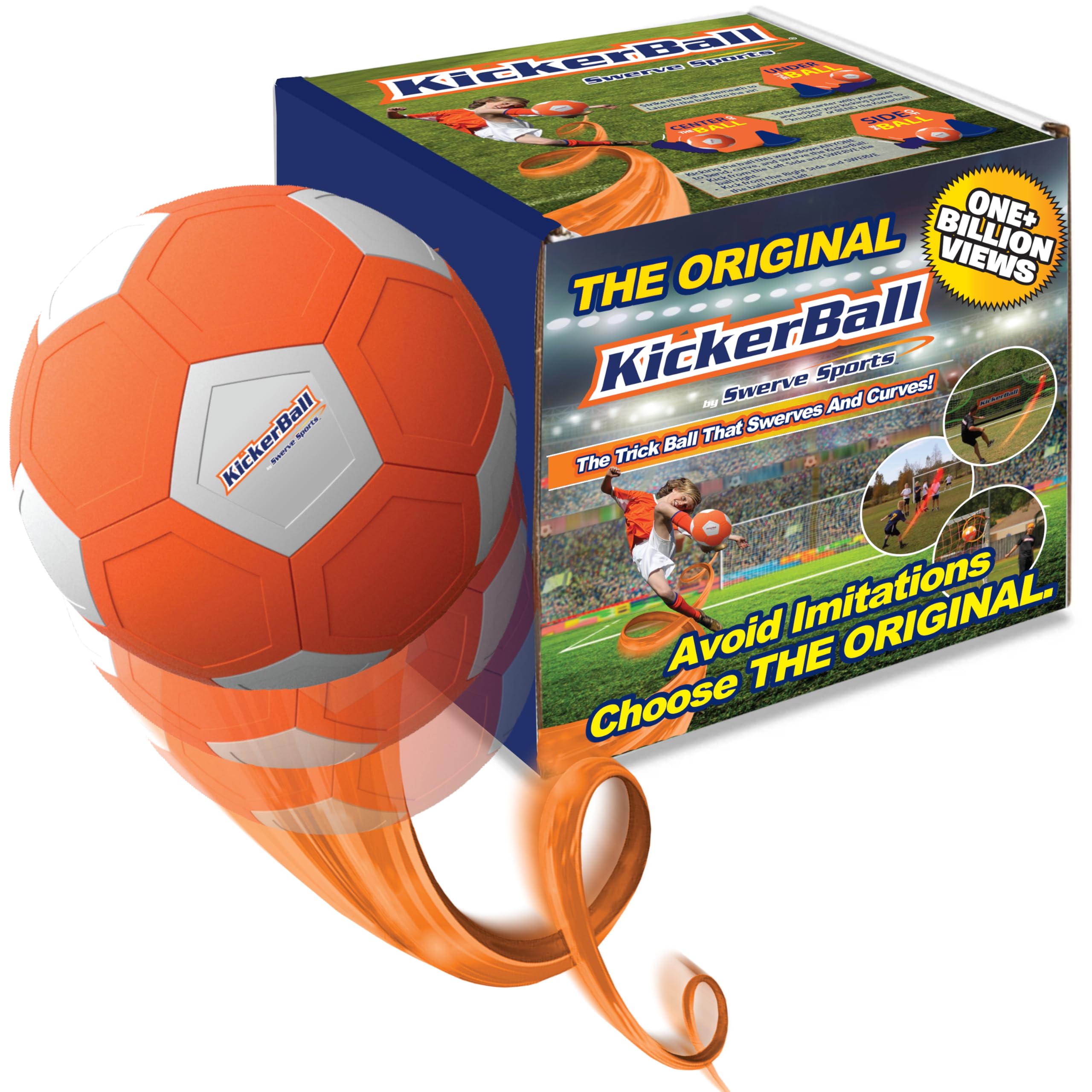 Kickerball - Curve and Swerve Soccer Ball/Football Toy - Kick Like The Pros, Great Gift for Boys and Girls - Perfect for Outdoor & Indoor Match or Game, Bring The World Cup to Your Backyard