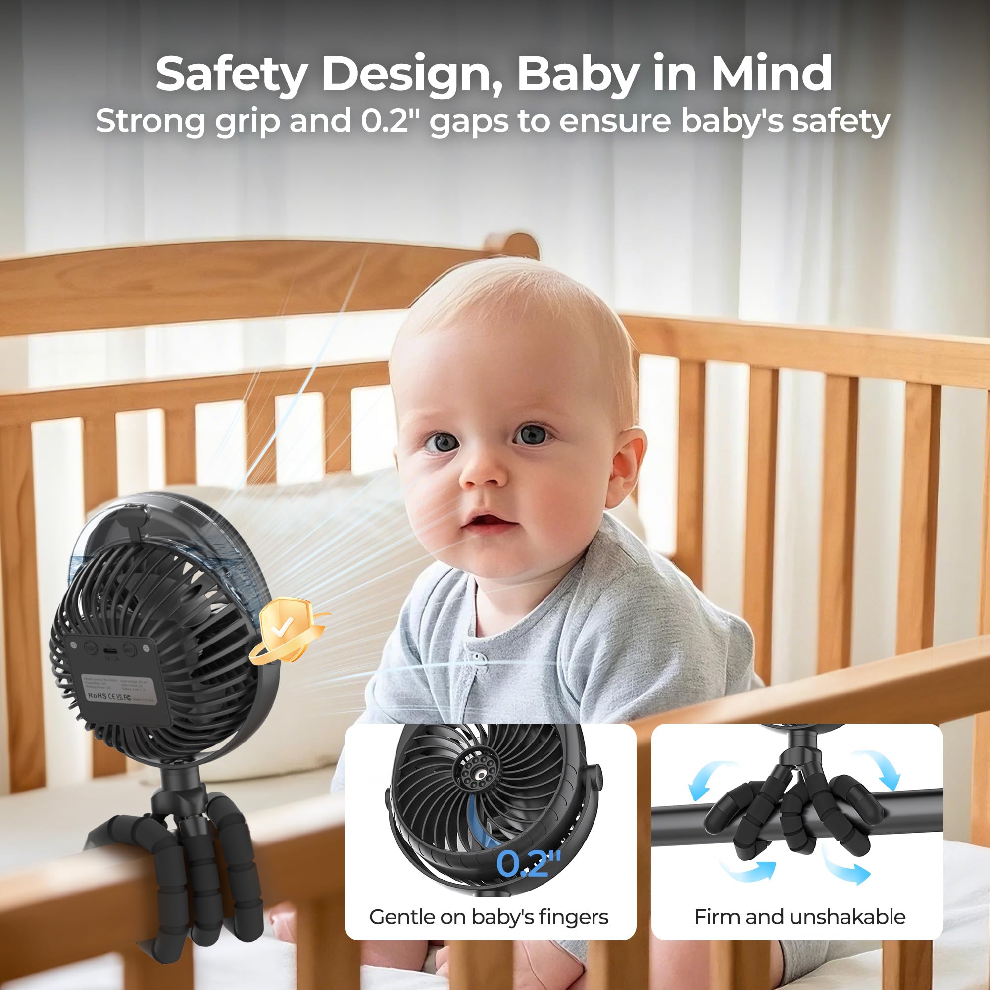 Fan With Mist Misting Stroller Fan,2600mAh Battery Powered Flexible ...