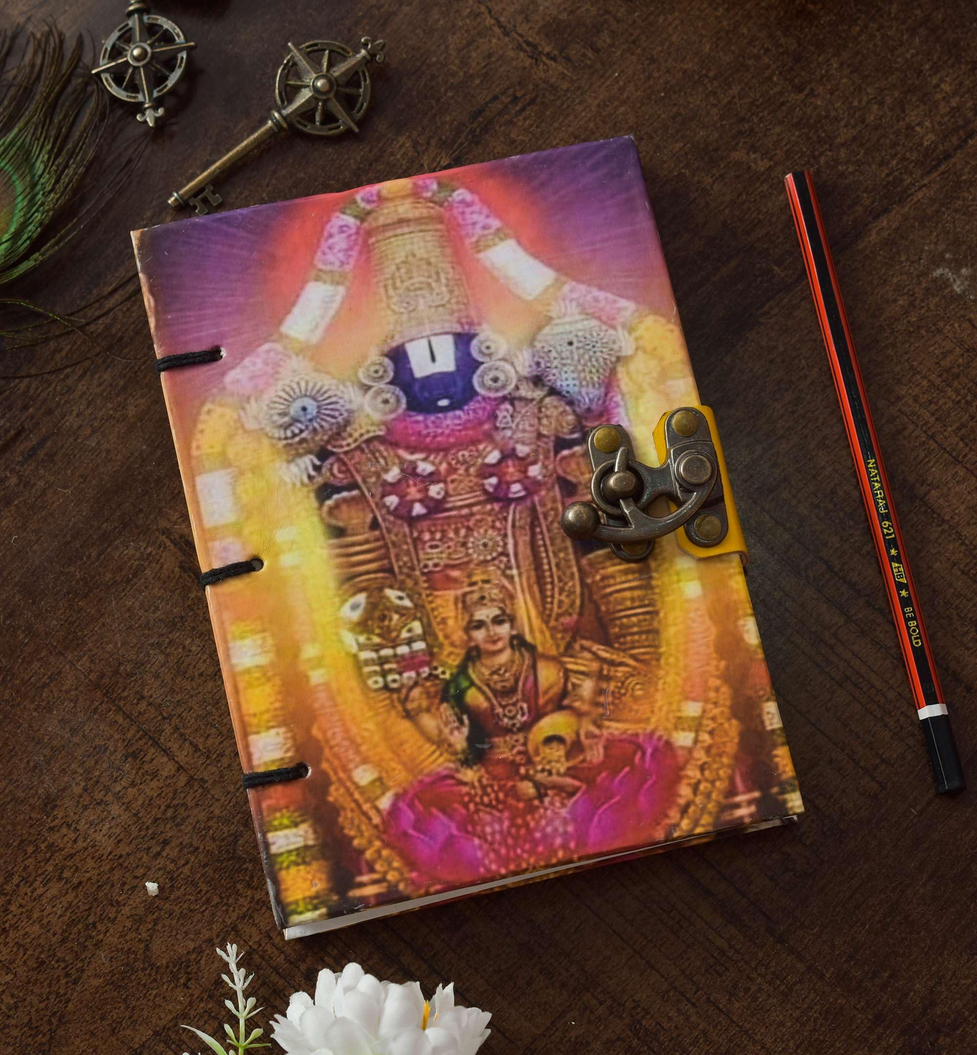 SOVELY ALL-IN-ONE SHOPPING Handmade Printed Cardboard Journal Diary with Buckle Lock Unruled 200 Pages Notepad Personal Diaries for Men and Women -11