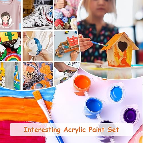 Miniatura 10 de Juego de 10 mini pintura acrílica, 12 colores de tiras de pintura acrílica para niños y adultos, 140 piezas de pintura para niños, almacenamiento de