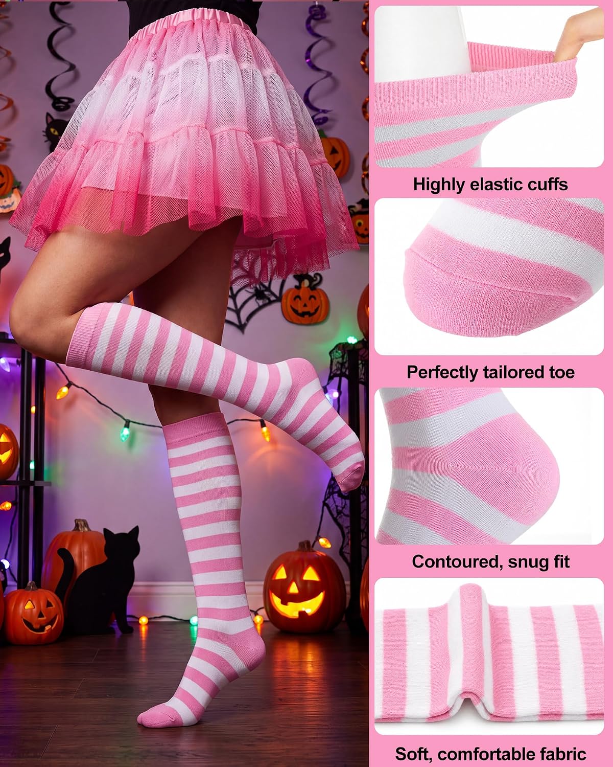 SATINIOR Halloween Striped Socks for Women image 4