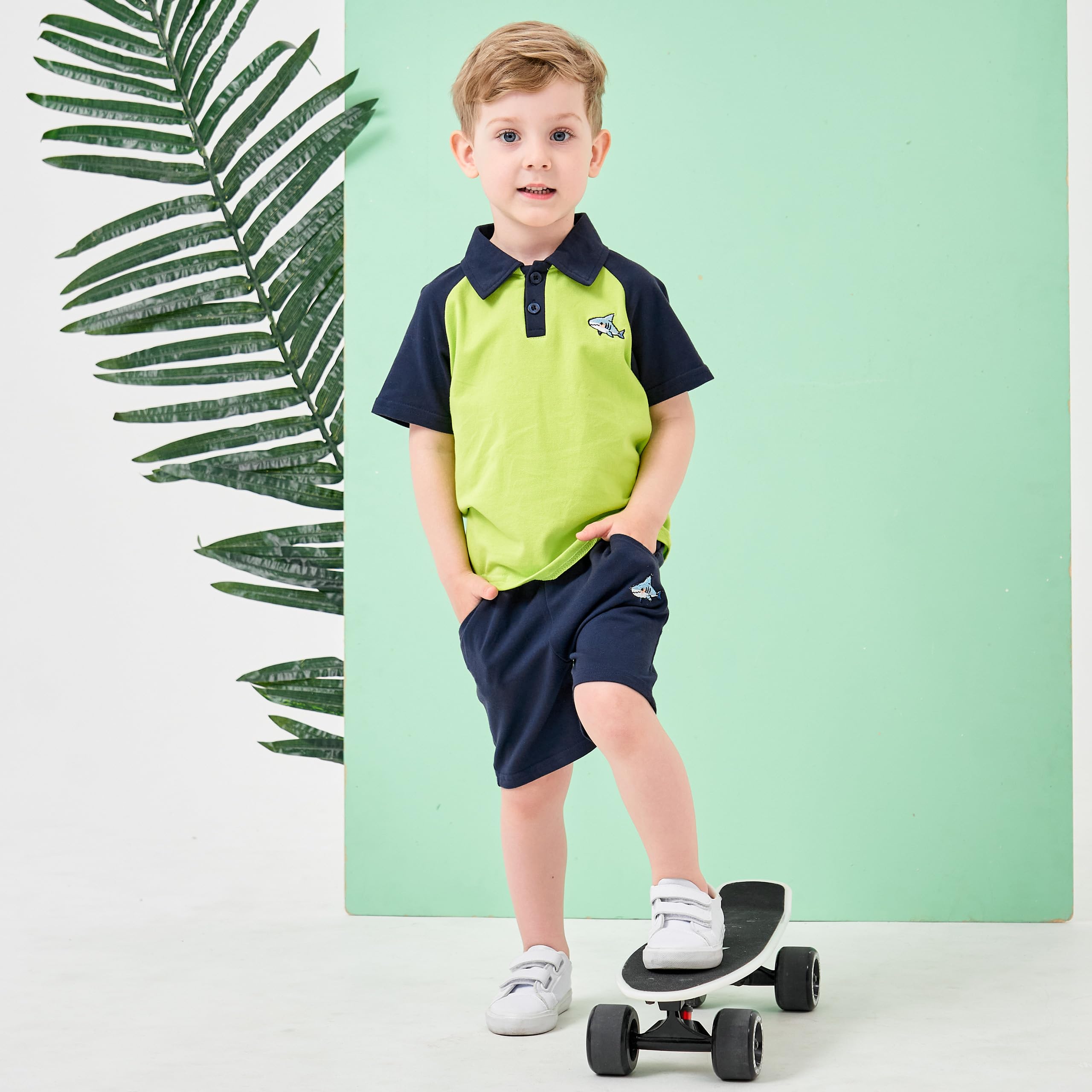 Volunboy Completi Estivi Bambino, Set di Polo Shirt a Maniche Corte e Pantaloncini per Neonato Ragazzi 1-6 anni