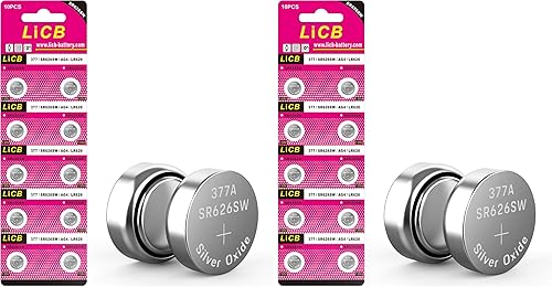 Miniatura 14 de LiCB Paquete de 10 baterías de reloj SR626SW 377, de larga duración y a prueba de fugas, pilas de botón de óxido de plata de alta capacidad de 1.55