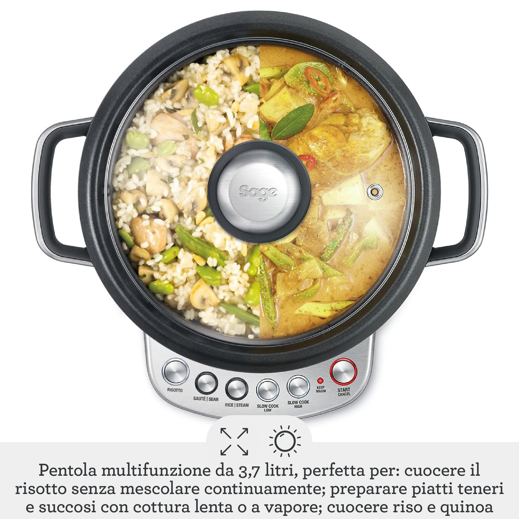 Sage - The Risotto Plus - Pentola Multipla con Risotto Senza Cottura - Elettrodomestici, Robot da Cucina - Acciaio Inox Spazzolato