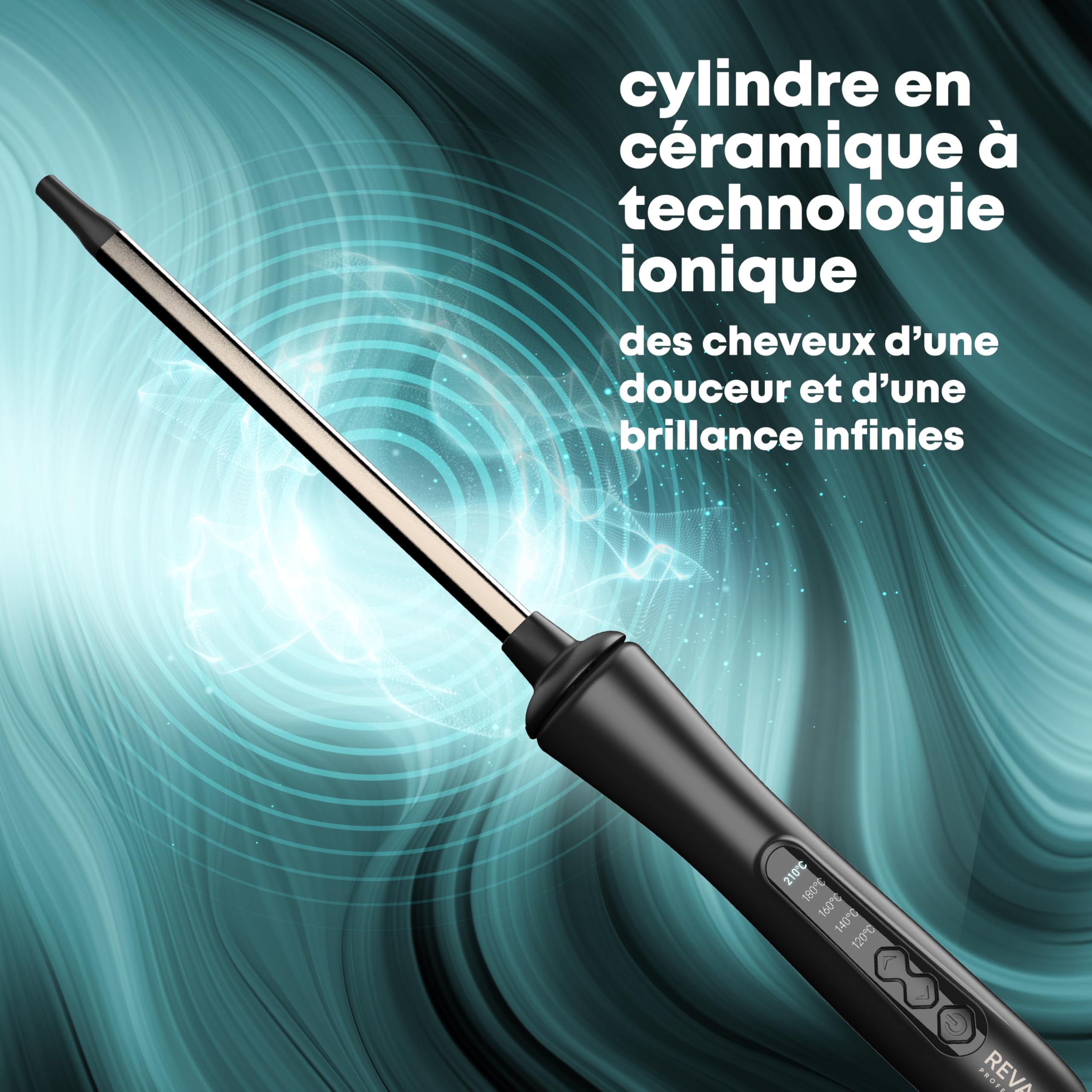 REVAMP Tight Curl Stick - Fer à Friser pour Boucles Serrées, Fer à Friser en Céramique Infusé d’Huile Progloss, Température Réglable, Pince Fine pour Bouclage Précis