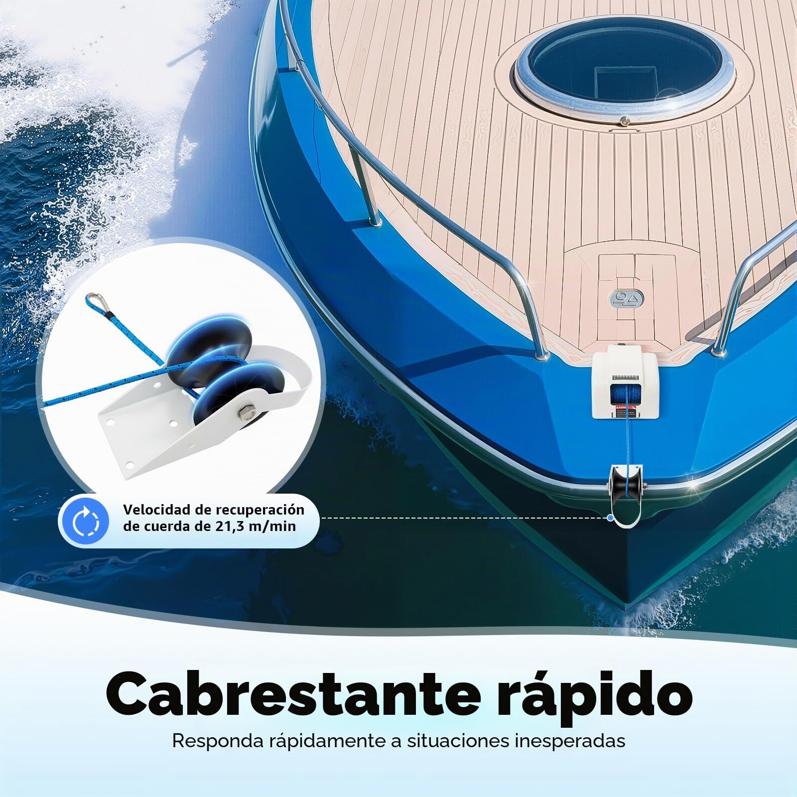Barco de agua salada Molinete eléctrico Ancla Cabrestante Con Mando a distancia Barco de Agua Salada Inalámbrico Control Remoto Para Barcos Un Interruptor Automático De Retorno Equipado