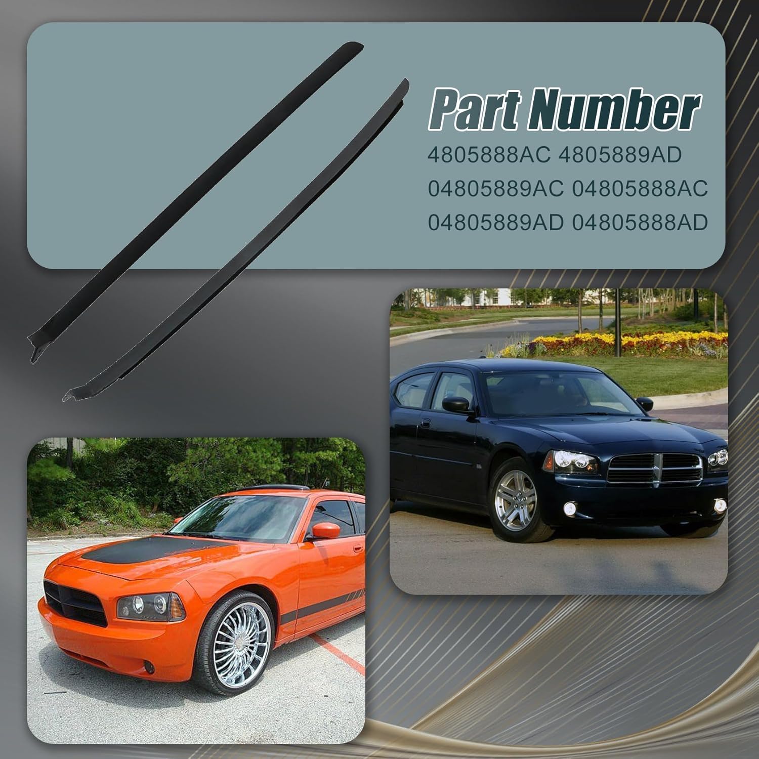 FZJDSD 1Pair Left & Right Side Windshield Pillar Molding Panel 04805889AC 04805889AD Fit for Chrysler 300 2005-2010 Fit for Dodge Charger 2005-2010 Magnum 2005-2008# 04805888AC 04805888AD