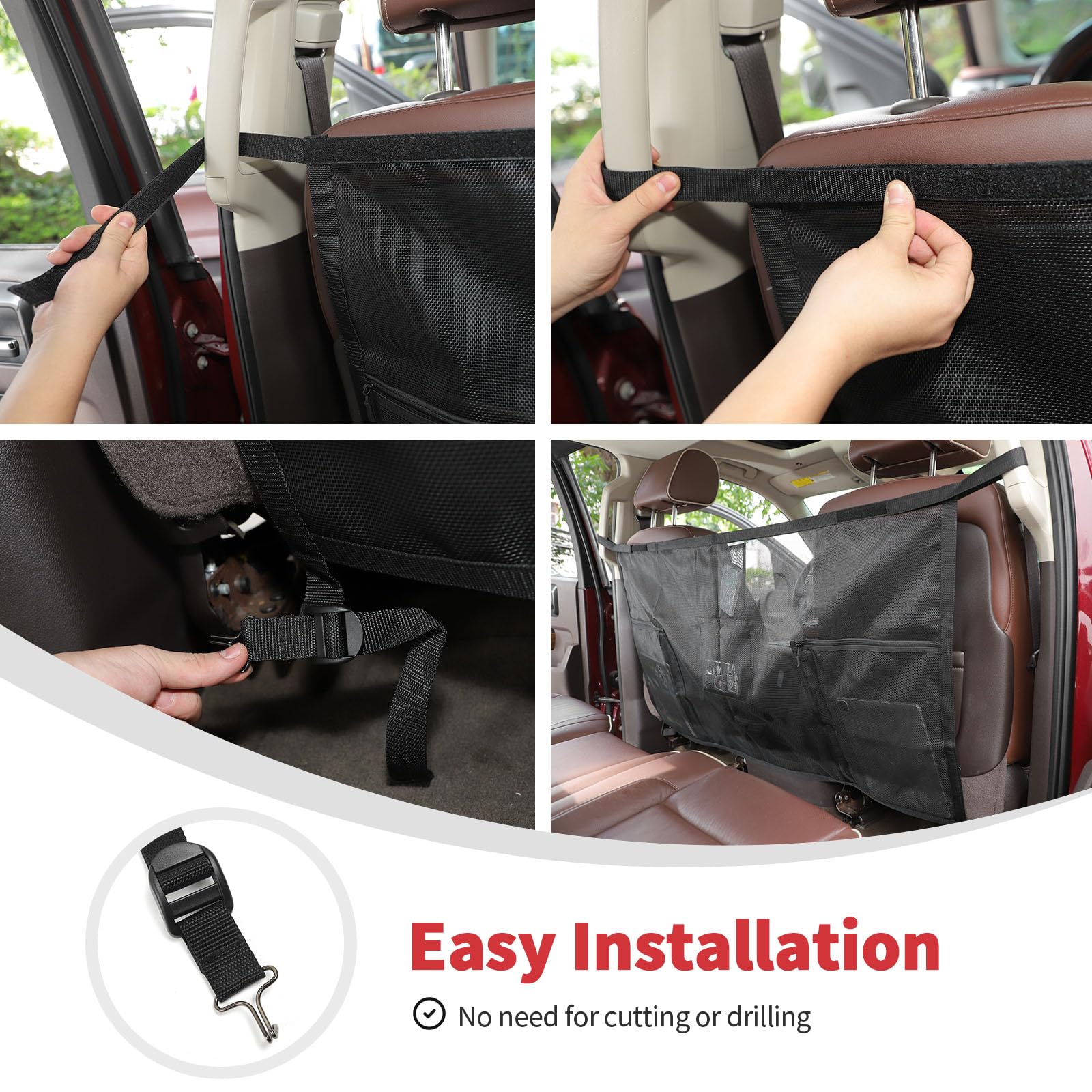 Linskip Barrière de séparation pour chien pour camionnette – Filet de séparation pour animaux de compagnie compatible avec F150 RAM Silverado GMC Sierra Tuntra Colorado – Grille de séparation de siège