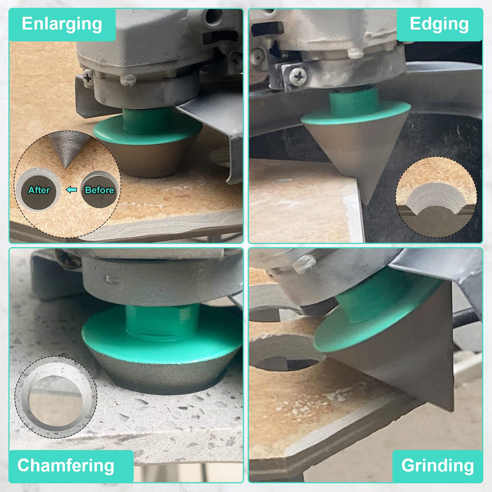 Broca Fresado Chaflán de Diamante - 50mm x M14 LEKOMESH Fresa Diamante para Aachaflanado, Biselado, Ampliación, Formar Hoyos en Cerámica,Porcelana,Azulejos,Mármol,Granito