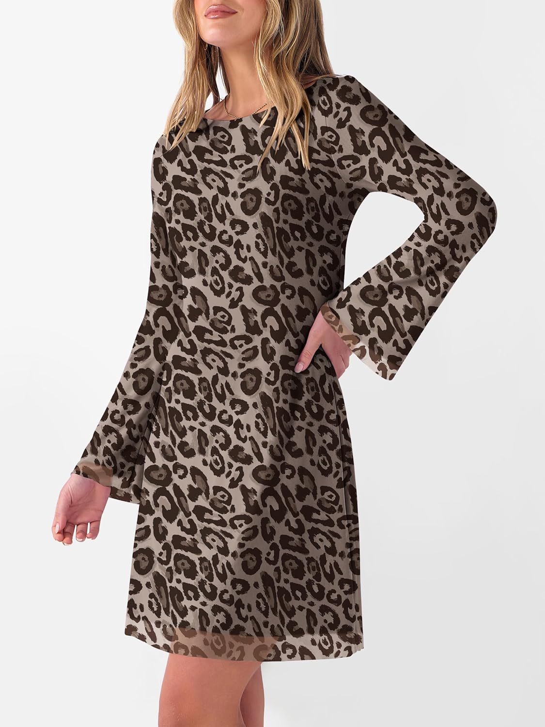 Caracilia Womens Bell Long Sleeve Mini Dresses Boat Neck Mesh Party Floral Date Night Short Dress 2026 Fall Sexy Y2K Clothes - Image 4