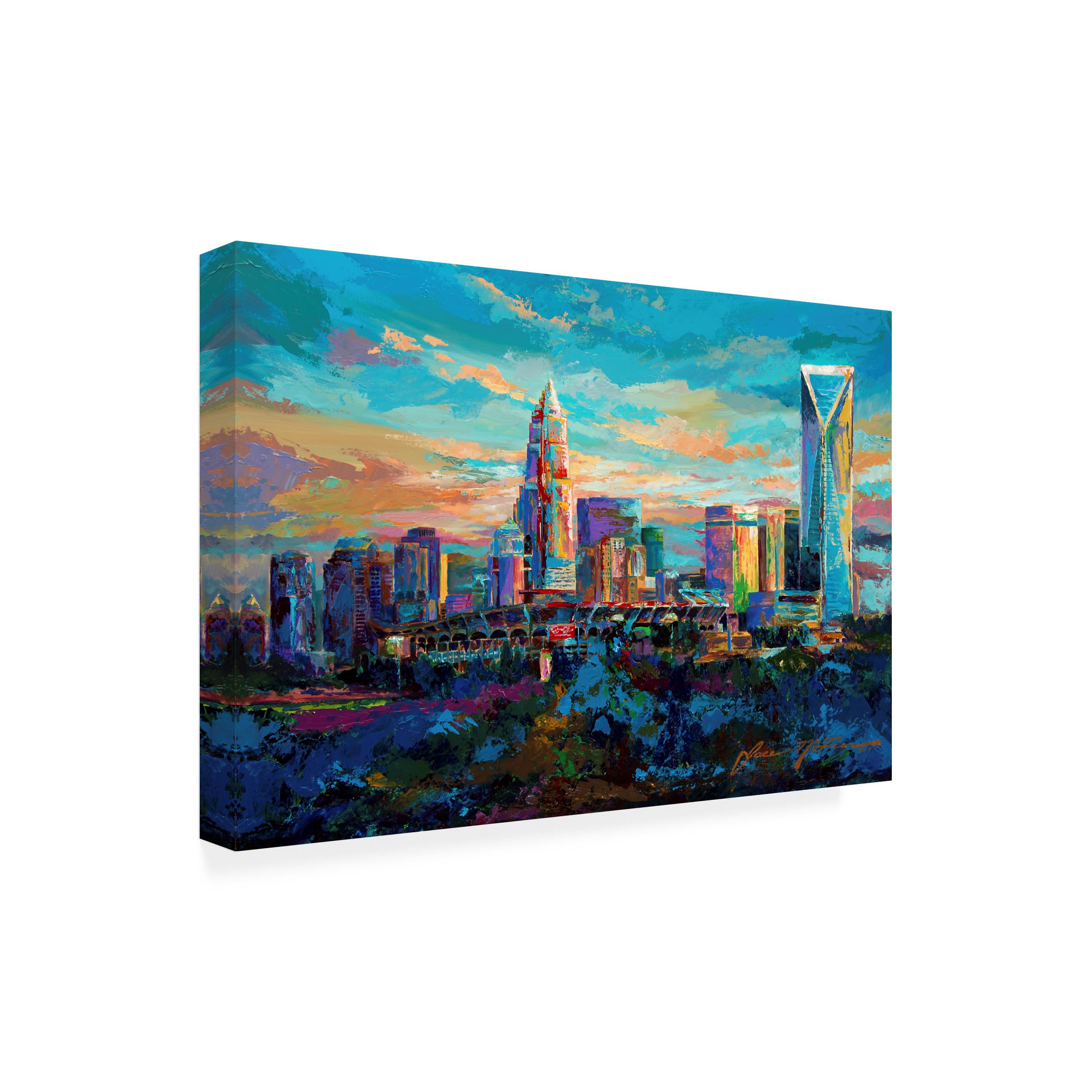 Wrapped Canvas Wall Art - Jace D. Mctier 'The Queen City Charlotte North Carolina' Wall Art for Living Room, Bedroom, or Office Décor - 30x47