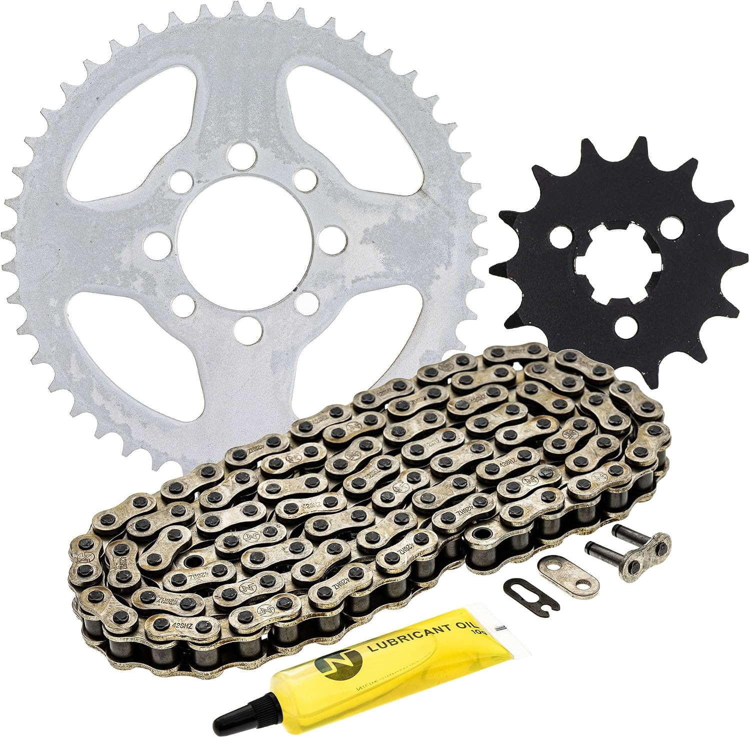 NICHE Drive Sprocket Chain Combo for Kawasaki KE100 Front 14 Rear 46 Tooth 428HZ Standard 112 Links
