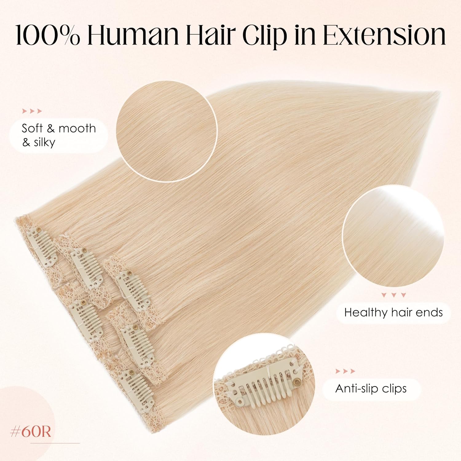 S-noilite Clip in Short Hair Extensions Remy Real Human Hair 6pcs Single Mini Clip on Hairpin Hairpiece for Women for Highlight, 12 inch Light Blonde