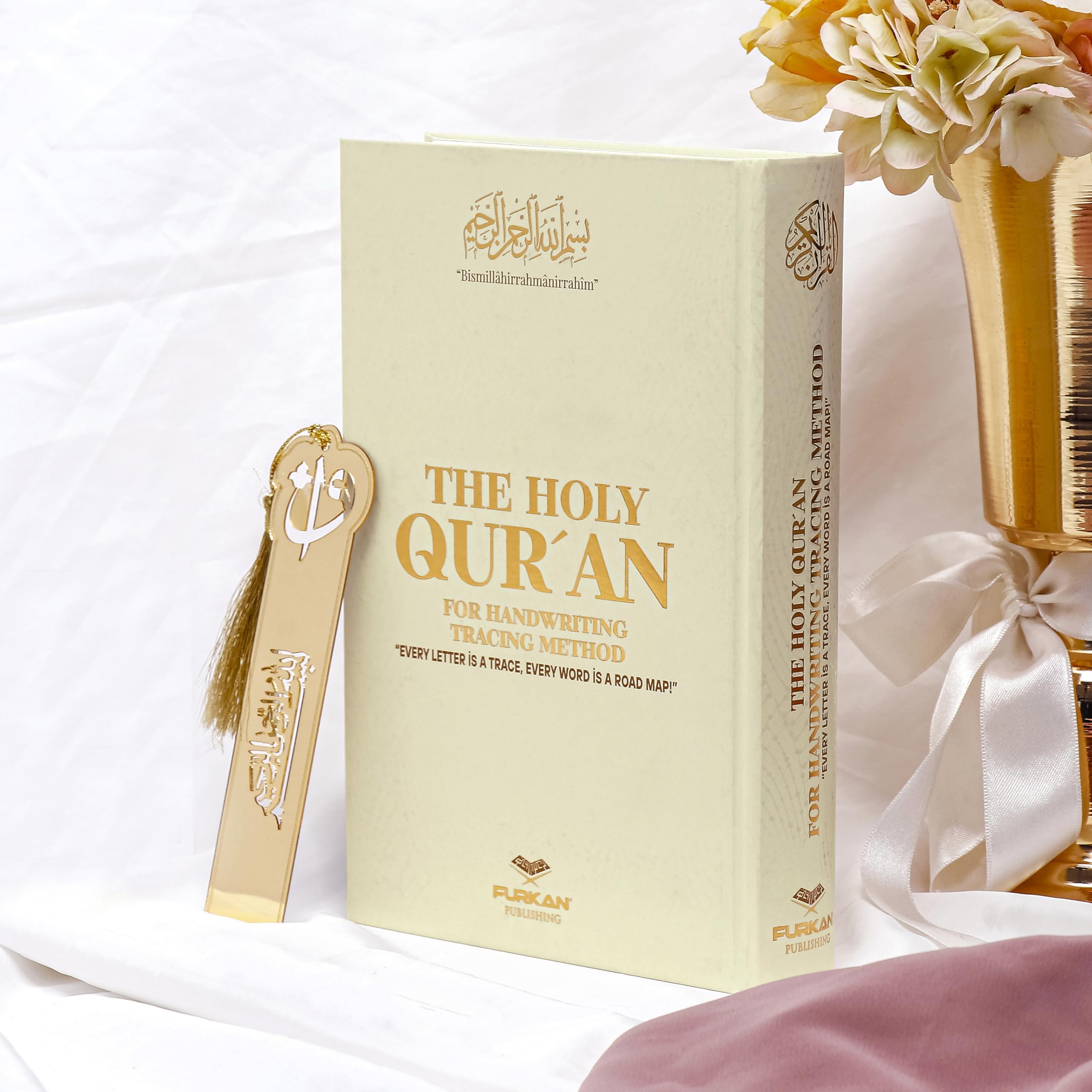 FURKAN Arabic Trace Quran, Hafs Riwaya, Naskh Style, Large Size(6.7x9.5″), Tracing Quran English, Al Quran Al Karim, Shadowed Quran, Islamic Gift, Gift for Men & Women, Hardcover Quran - Cream