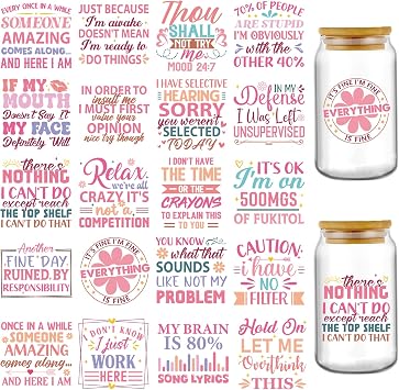 Funny UV DTF Stickers Waterproof Transfer Stickers for 16 oz Water Bottle
