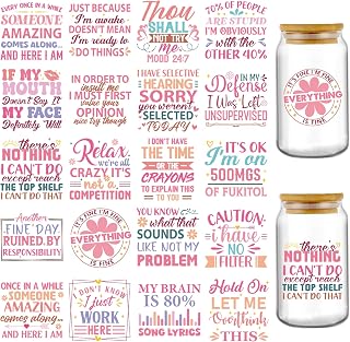 Funny UV DTF Cup Wraps - 20 Sheets Pink Fun Uvdtf Tumbler Wrap for 16 20 oz Glass Water Bottle, I Have Selective Hearing Humorous Transfer Stickers Decals DIY Mugs Decor Gift for Office Colleagues