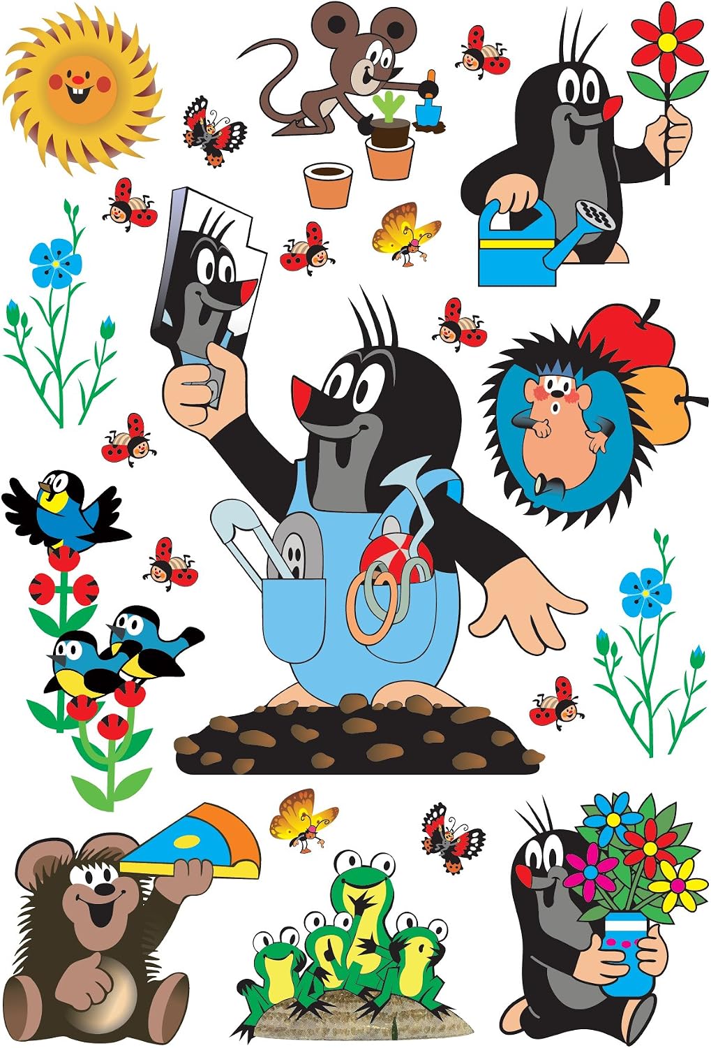 Little Mole in Plane Wall Sticker, Film, Multi-Colour, 65 x 85 cm