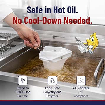 Skim Filter for Deep Fryer with Frame Reusable Fryer Oil Strainer Bag for Skimming Cooking Grease, Commercial Fryer Filter System for Food Trucks, Diners & Kitchens MirOil SK4 (13 x 7.5)