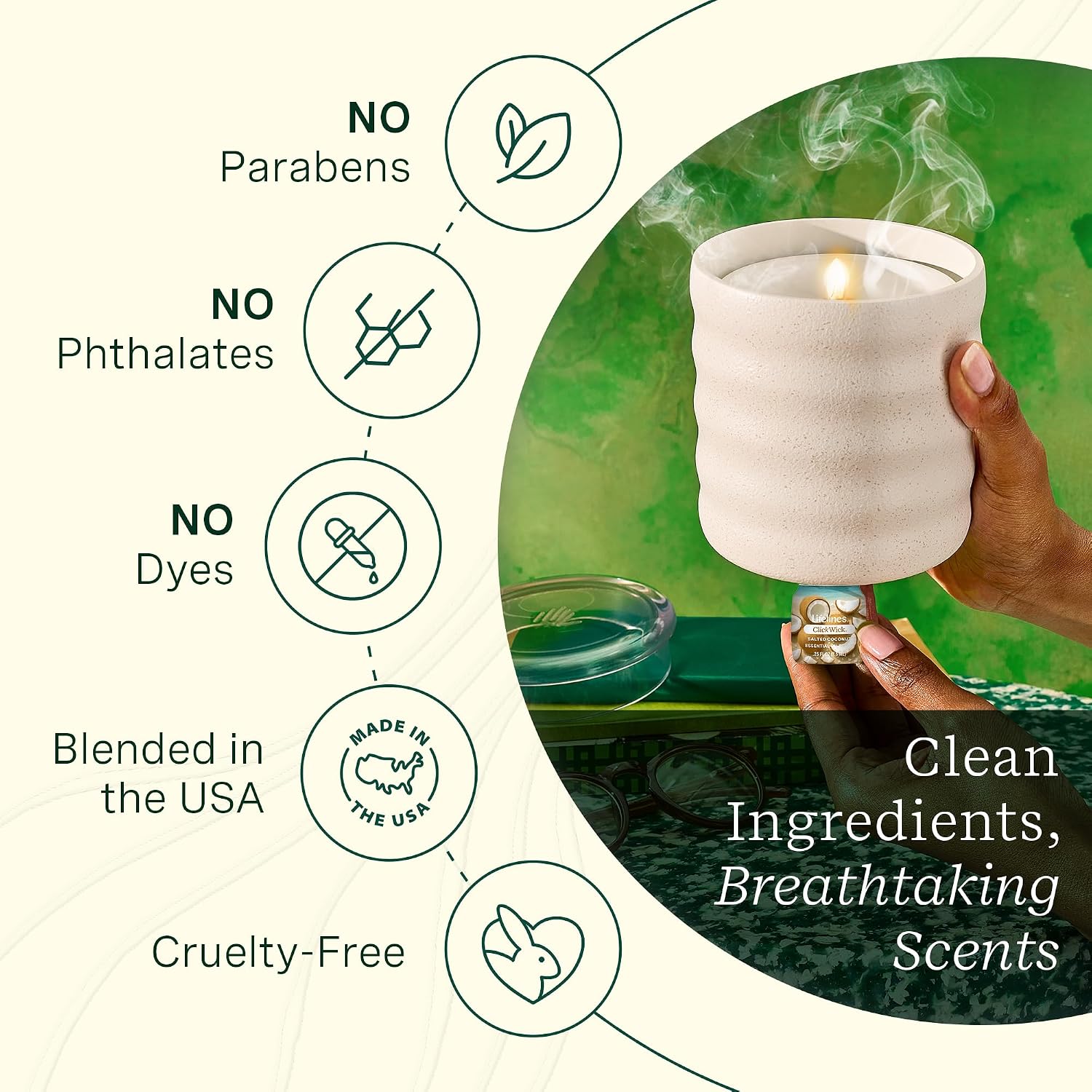 Lifelines ClickWick Essential Oil Blends for Lifelines Diffusers, 3-Pack Salted Coconut Set – Essential Oil Blend Refill for Candle, Plant & Shower Aromatherapy Diffuser – Fragrance for Diffusers