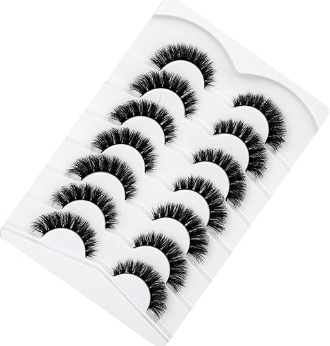 Miniatura 420 de Pooplunch Pestañas postizas de pelo de visón sintético, estilo de ojo de gato, paquete de pestañas postizas naturales esponjosas, paquete múltiple