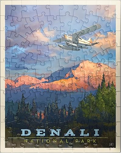 MyPuzzle Denali National Park: Back Country, póster vintage, rompecabezas prémium de 100 piezas para adultos