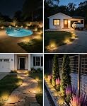 LOTMOS Solar Ground Lights Outdoor, 8 Pack 8 LED Garden Lights Solar Powered, Waterproof Pathway Disk Lights, Mini Puck Landscape Lighting for Pool Walkway Lawn Driveway Patio Yard, Warm White