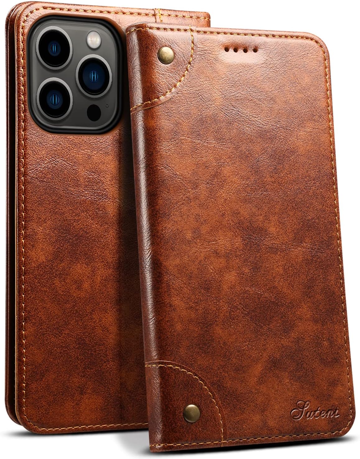 SINIANL Compatible with iPhone 14 Pro Max Case Wallet, for iPhone 14 Pro Max Wallet Case Leather Folio Case Flip Cover with Magnetic Kickstand Credit Card Holder for iPhone 14 Pro Max 6.7" Khaki