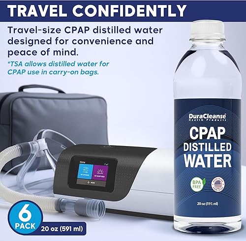 Miniatura 5 de Dura Cleanse Agua destilada para máquinas CPAP, paquete de 6 (20 onzas cada una) botellas de tamaño de viaje para máquinas Resmed, Respironics,
