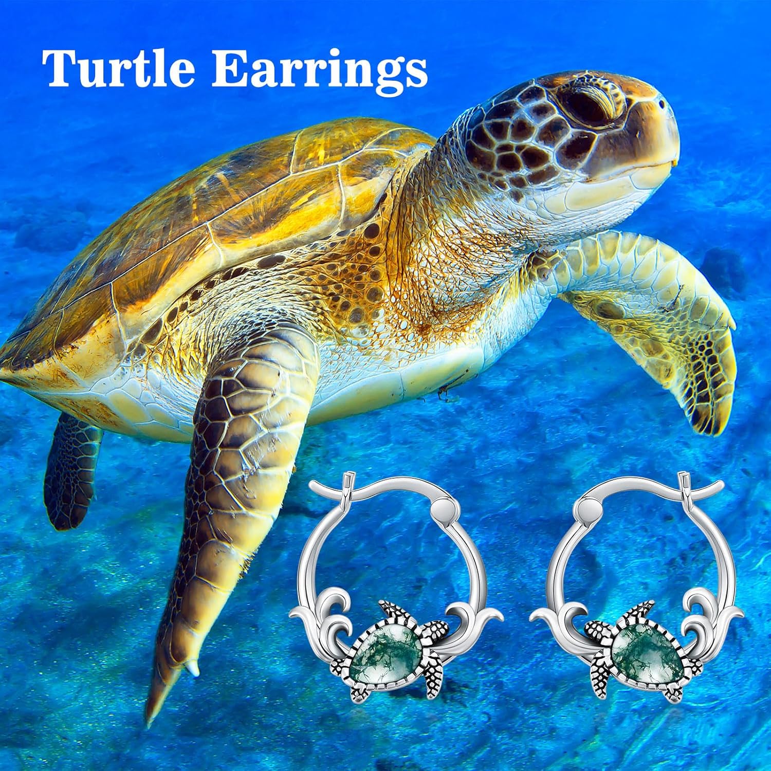 Owl/Hummingbird/Butterfly/Animal Moss Agate Hoop Earrings 925 Sterling Silver Vintage Moss Agate Hoop Earrings for Birthday Women Gifts - Image 6