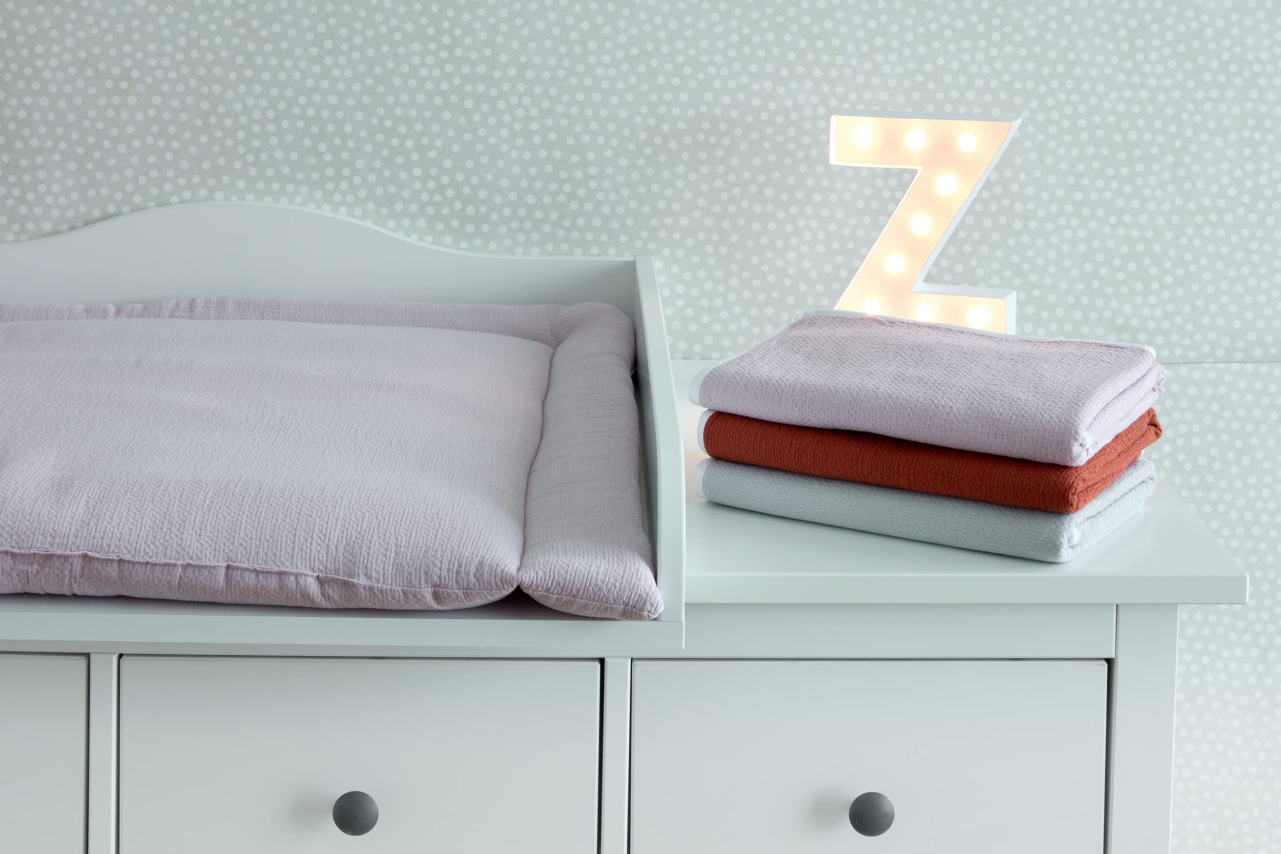 KraftKids Fasciatoio in doppio crepe rosa, 78 x 78 cm (larghezza x profondità), cuscino per fasciatoio