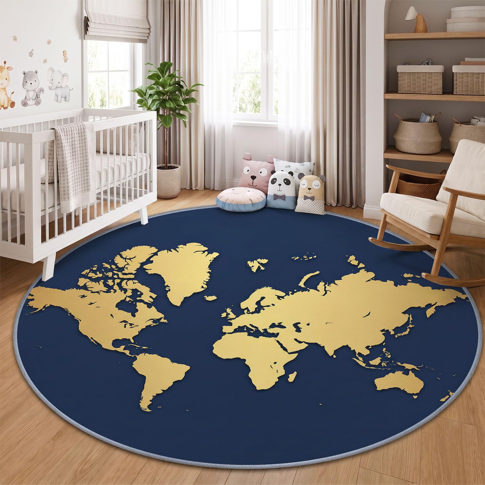Generisch Modern Minimalistisch Teppich Rund Wohnzimmer rutschfest Kurzflor