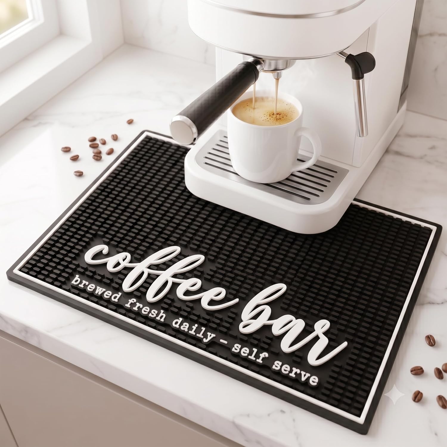 Coffee Bar Mat, Brewed Fresh Daily - Coffee Bar Accessories, Decor, 18x12