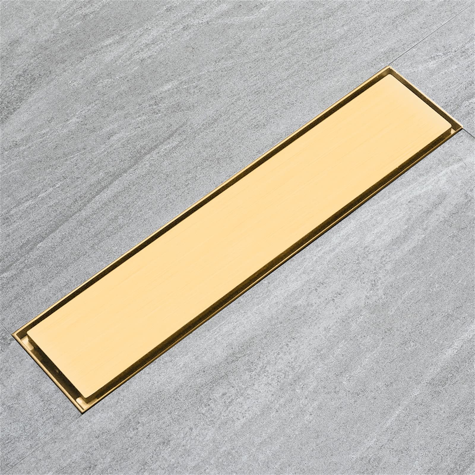 Canaletta Scarico per Doccia, 2 in 1 Piletta Doccia a Pavimento Acciaio Inossidabile Scarico Doccia a Pavimento Canalina di Scarico Doccia con Flangia, Raccogli Capelli Doccia,Brushed Gold