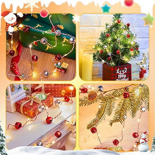 Miniatura 3 de Guirnalda de luces de Navidad, 7.2 pies, 20 luces LED de cascabel, funciona con pilas, para Navidad, festivales de invierno, interiores, árbol de