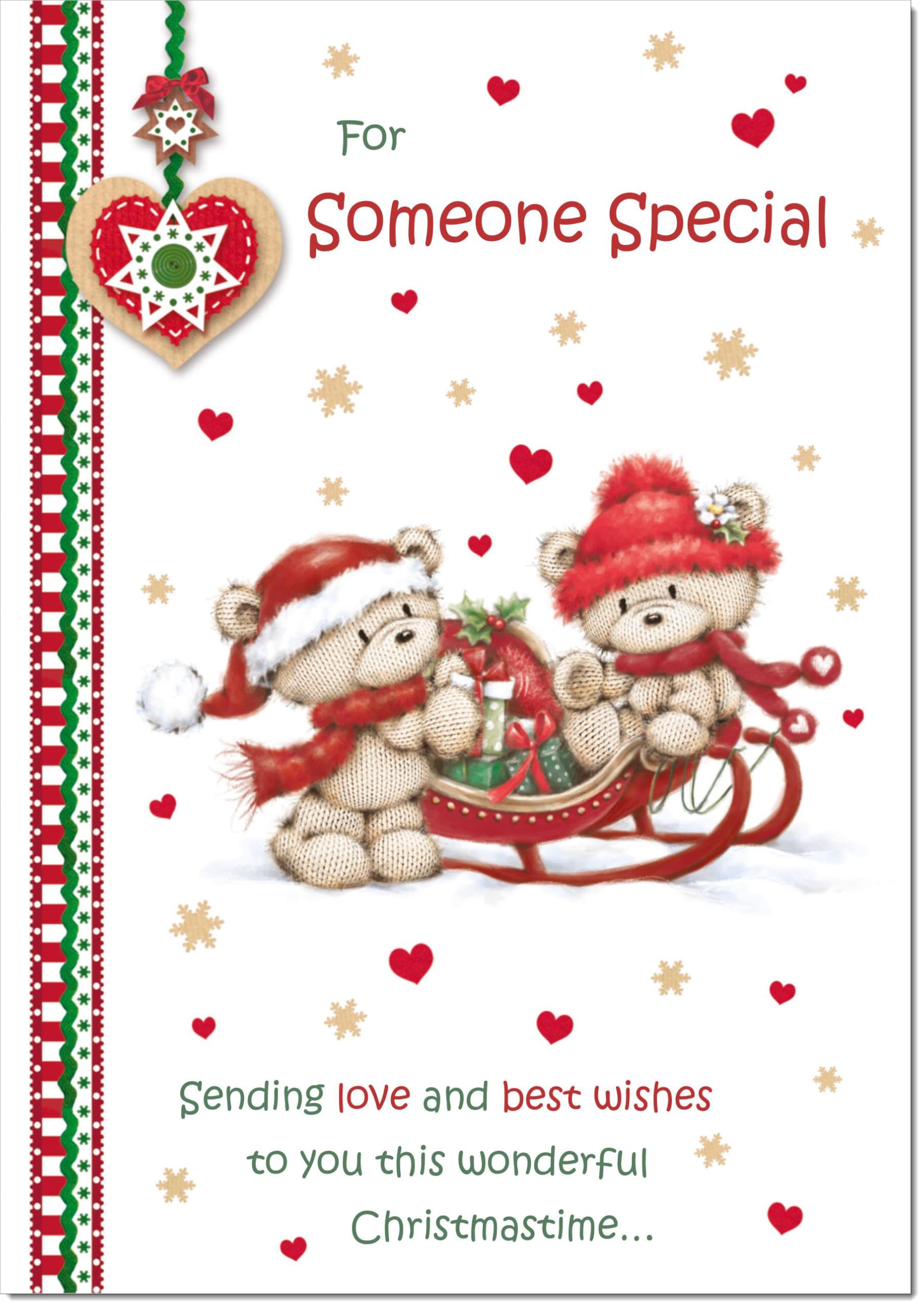 doodlecards Someone Special Christmas Card Two Cute Bears on Sled Large A4 Size Christmas Card for Someone Special with Plain Envelope