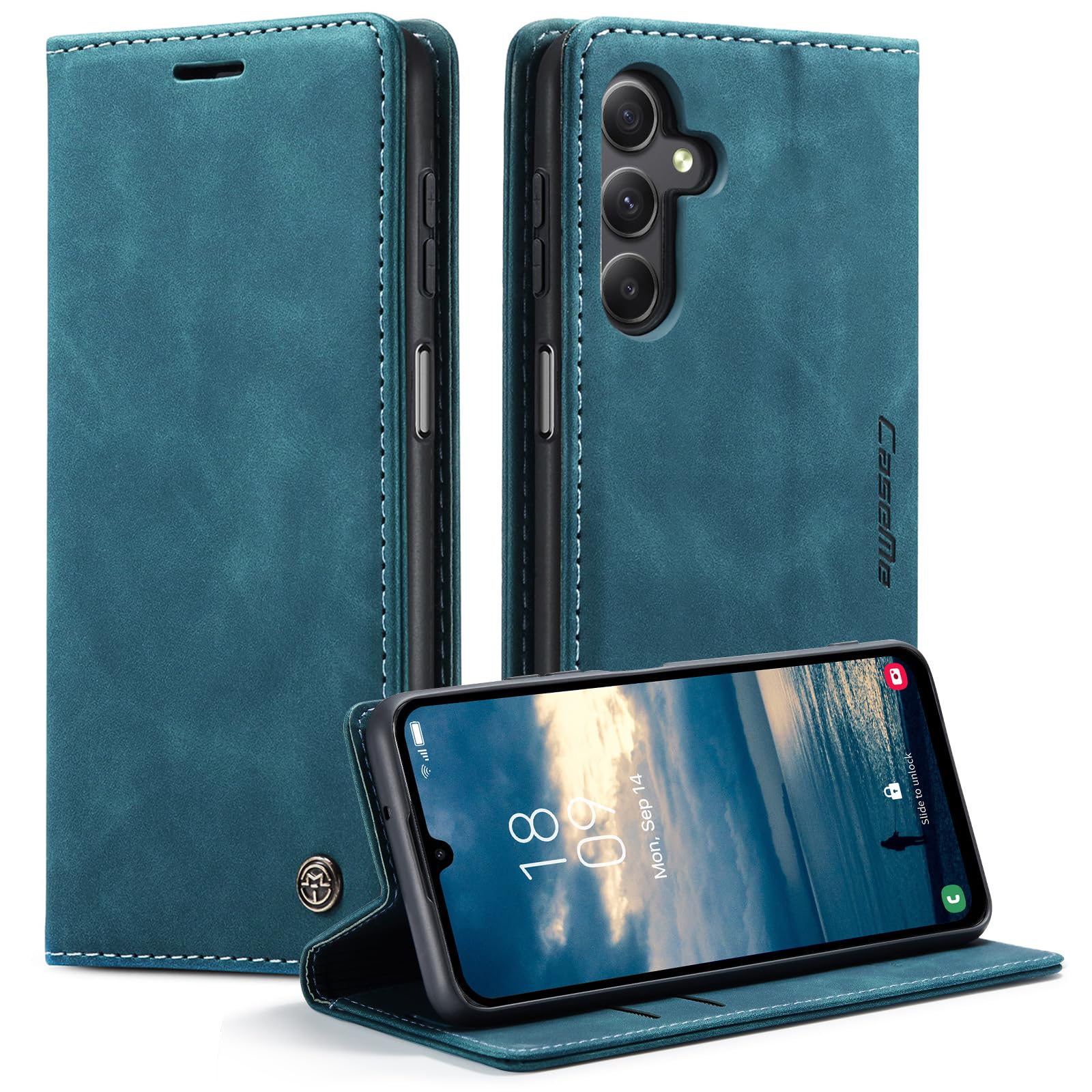 Monweicz Cover Compatibile con Samsung Galaxy A36, Custodia Portafoglio con Slot per Scheda, Protezione Completa Premium in Pelle PU, Flip Libro Magnetica Samsung Galaxy A36, Blu-verde