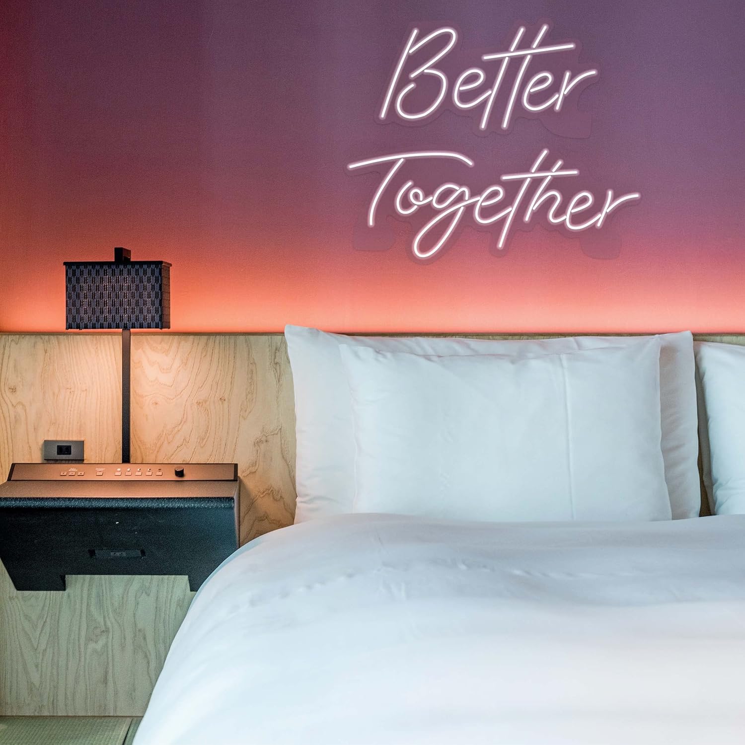 Large Better Together Neon Sign with Remote,24 * 10 +17 * 9 Inch Large Wedding Decor, Engagement Party Decorations and Bridal Shower party, Power adapter included