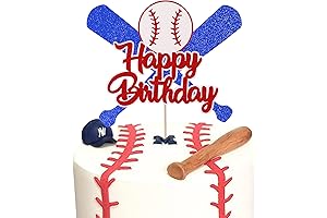 1-Pack Baseball Cake Topper: Glitzy Happy Birthday Sport Baseball Player Cake Picks