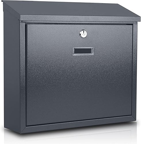 xydled Buzones de correo con cerradura de llave, buzón de bloqueo montado en la pared, gran capacidad, cubierta de acero galvanizado para casa, 14 x