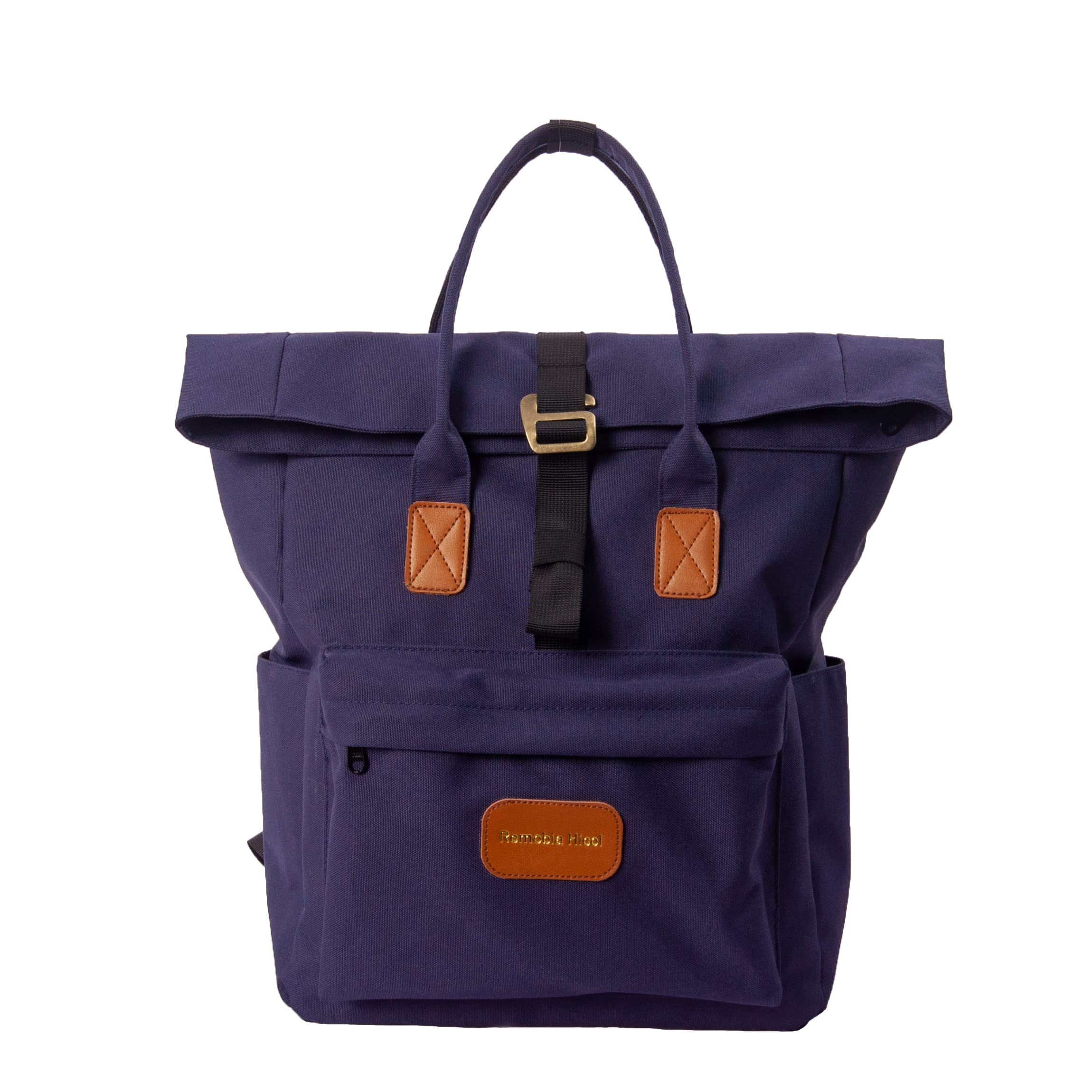 Remobia Hicol Expandable Roll Top Water Resistant Travel Backpack Ecofriendly RPET Recycled Casual Daypack (Blue)