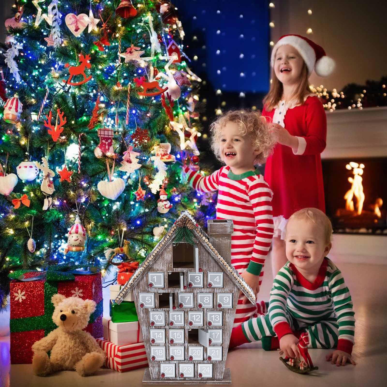 Calendario de cuenta regresiva con 25 cajas de regalo, calendario de Adviento de Navidad, adorno de escritorio para decoración de vacaciones, cajón dulce