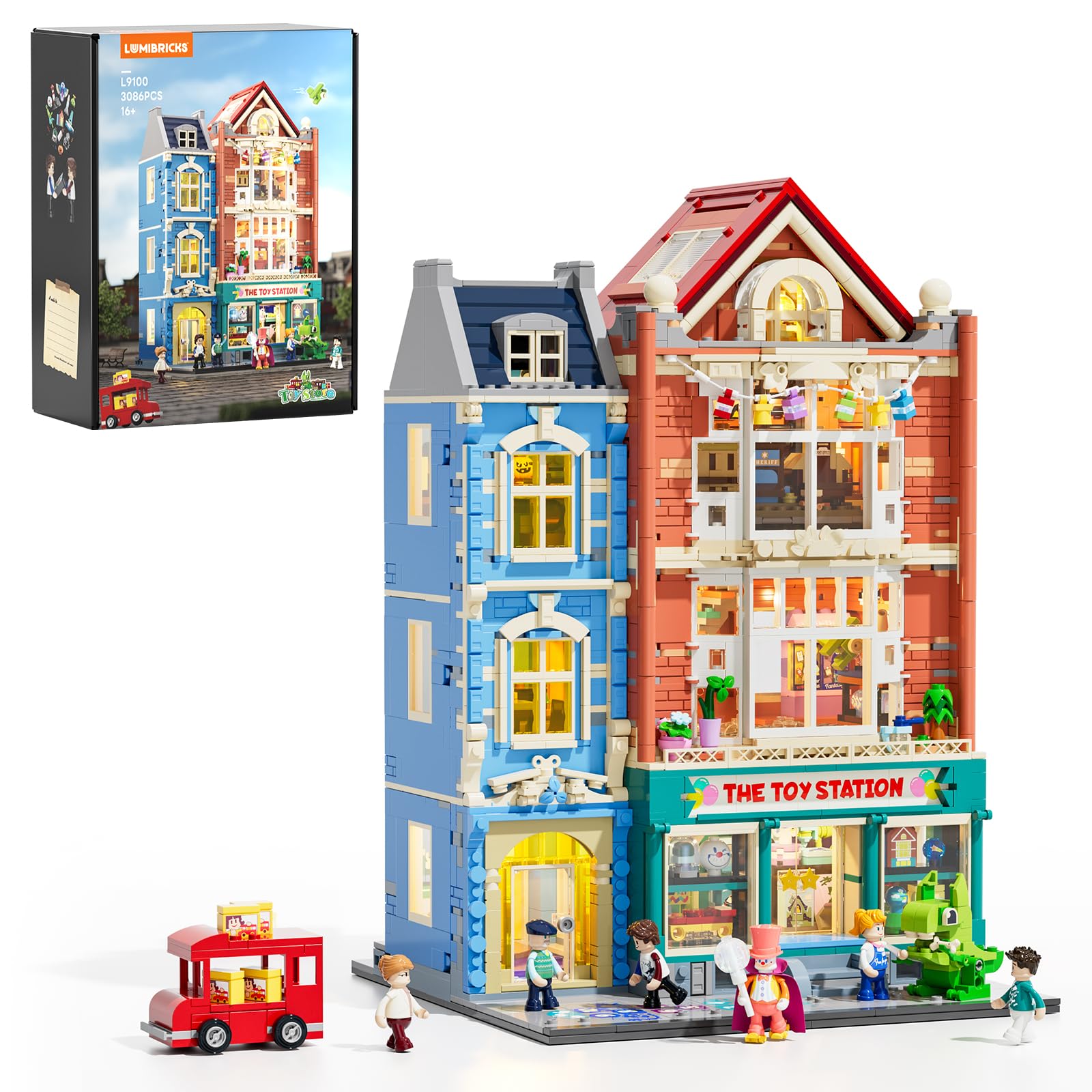 Lumibricks Toy Store Building Set with Light,3086Pcs, Modular Building,2-in-1 Bauhaus & Dollhouse, Gift Idea for Teenagers & Adult Toy Fans, L9100
