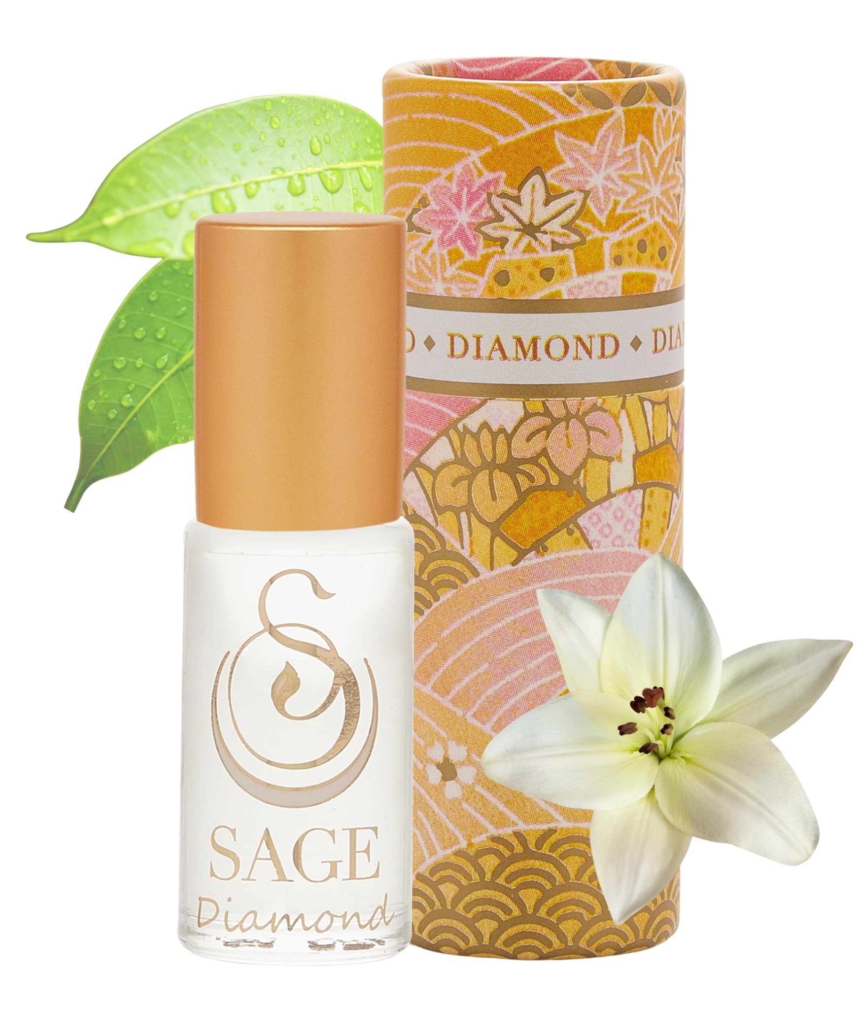 Topnice The Sage Lifestyle DIAMOND Gemstone Roll-On Perfume Oil (1/8 Oz) - Travel Perfume, Vegan Perfume Oil - Feel Subtle Hint of Indian Sandalwood, White Amber, Oceanic Musk
