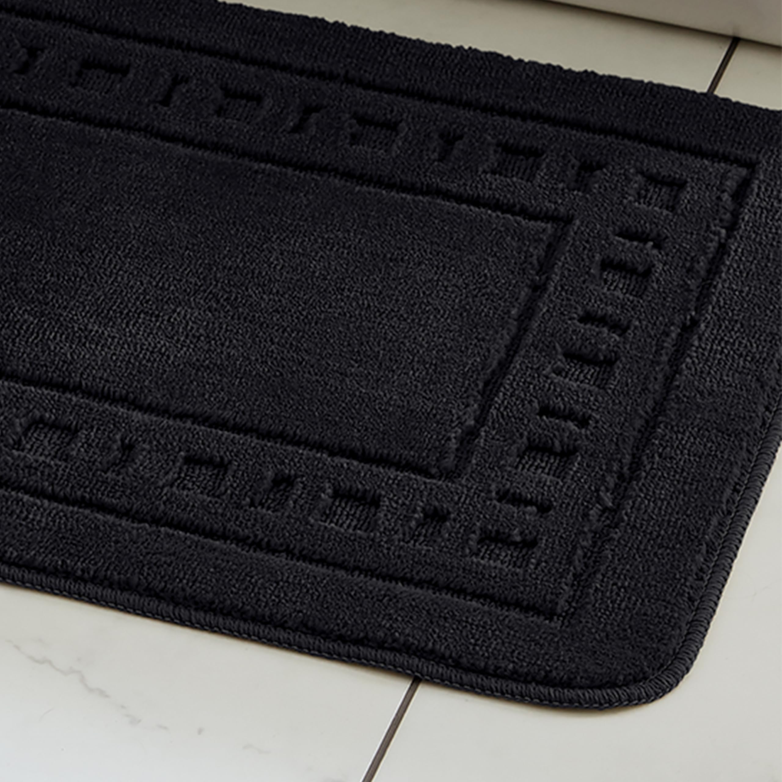 Catherine Lansfield bath garnish Armoni - bath mat & toilet mat - black, 50_x_80_cm - Image 2