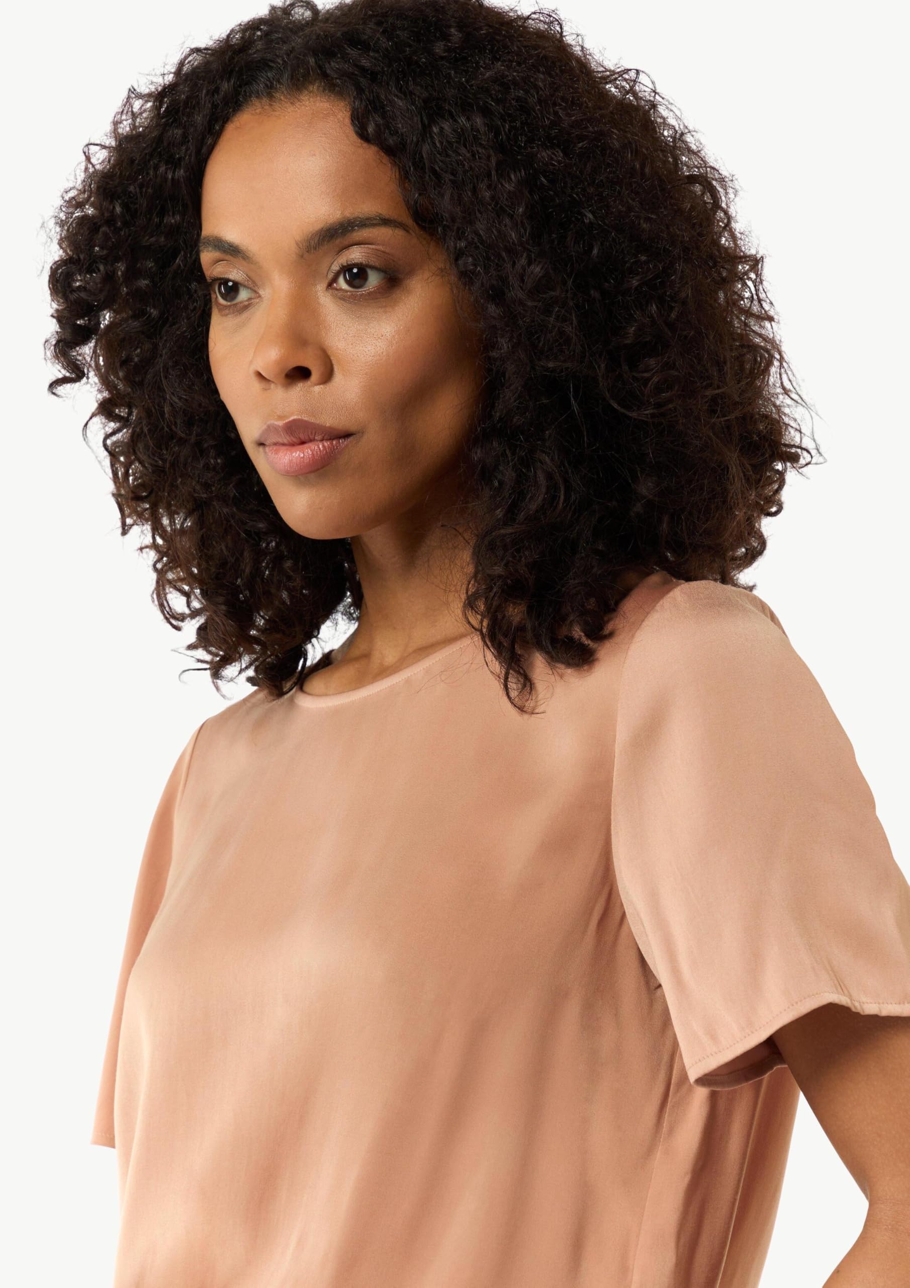 Comma Damen Fließendes Shirt aus Satin im Relaxed Fit Bluse