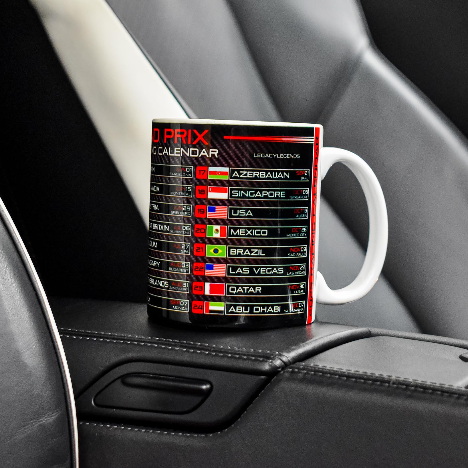 Tazza da caffè con calendario delle gare di Formula 1 2025