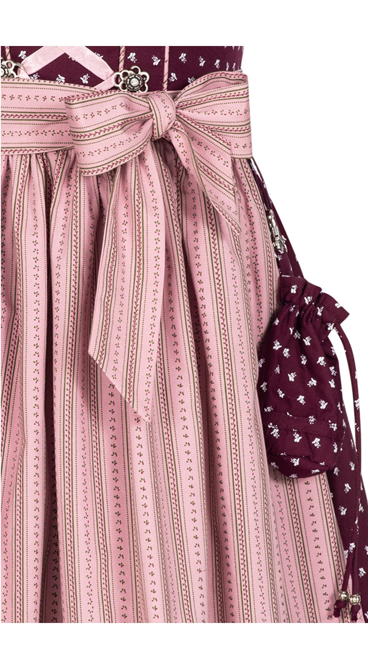 Nübler Dirndl Mädchen NABILA - 3-teiliges Set inkl. Dirndl Kleid, Trachtenbluse & Schürze in Beere, hochwertige bayerische Tracht, Bezauberndes Blumenmuster, ideal für Feste und Feiern